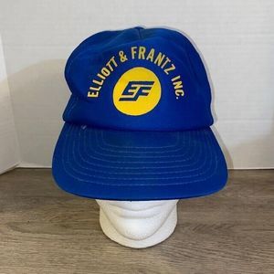 Vintage Designer Award Headwear Elliott & Frantz Inc Trucker Hat Blue Snapback